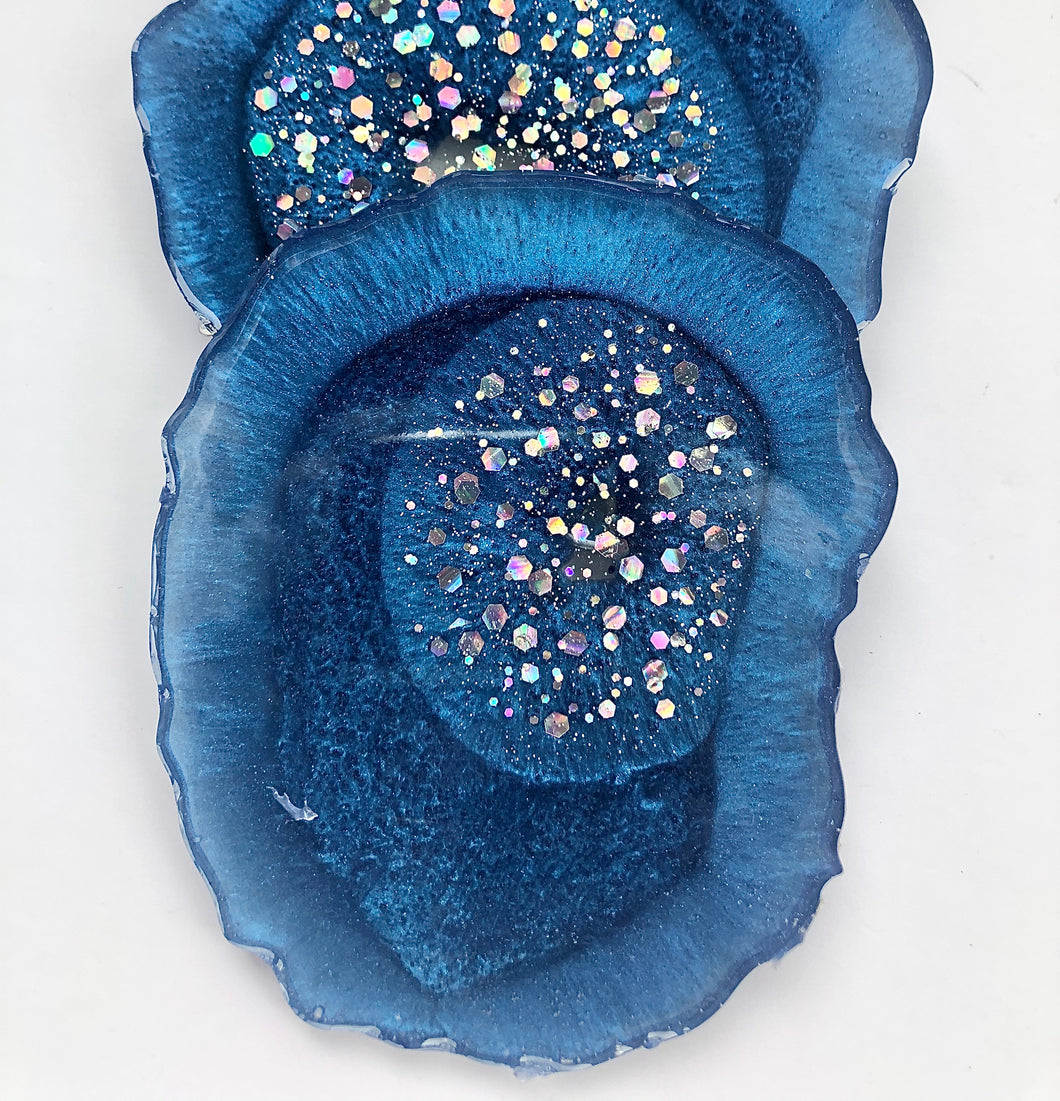 Set of Four (4) Geode Resin Coasters