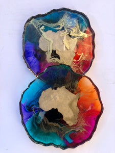 AFRI-COASTERS" -Set of Six (6) Geode Resin Coasters
