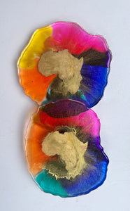 AFRI-COASTERS" -Set of Four (4) Geode Resin Coasters