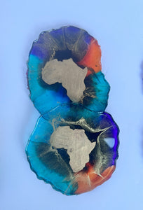 AFRI-COASTERS" -Set of Four (4) Geode Resin Coasters